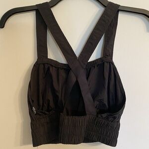 FP Movement by Free People Charcoal Cross-Back Tank Top